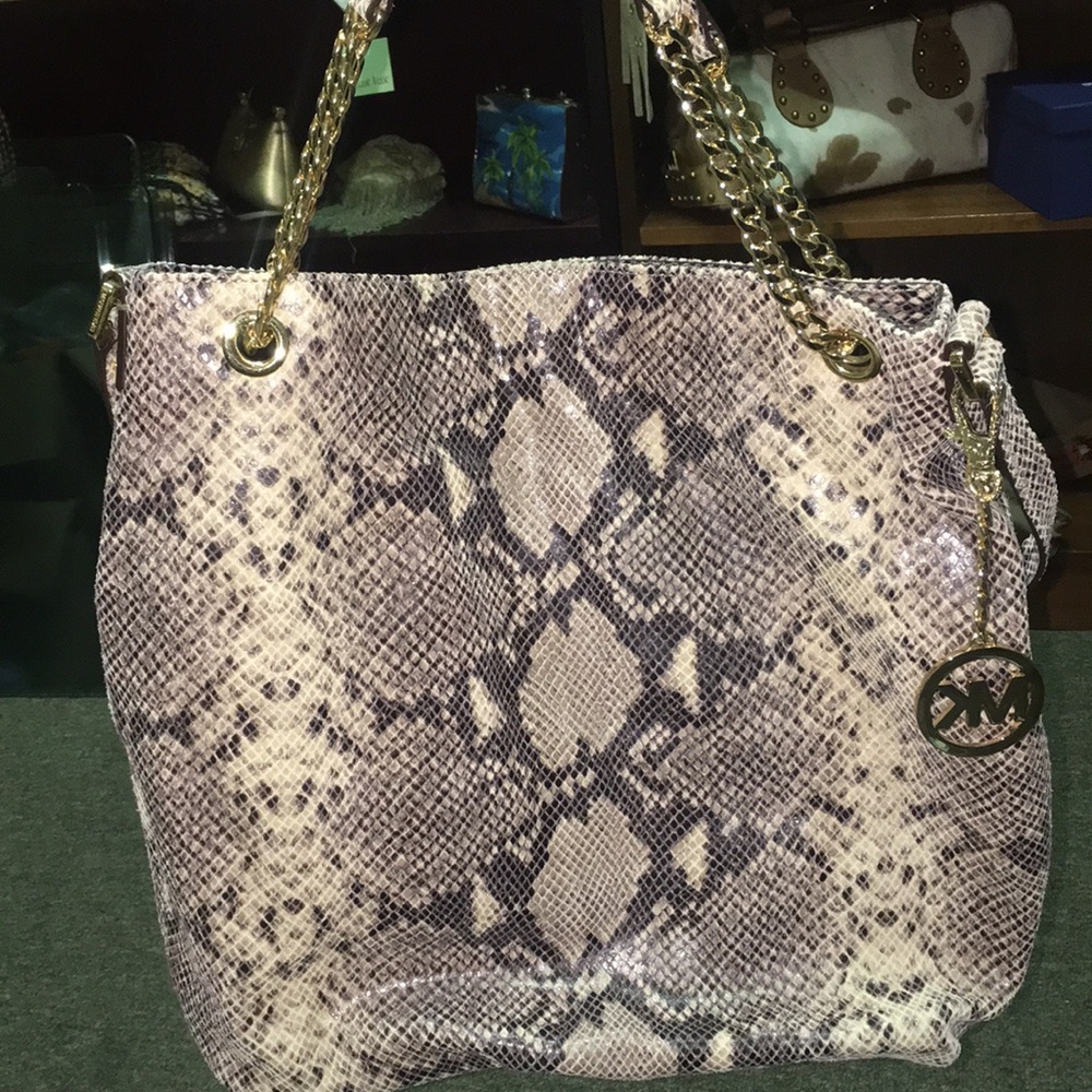 Large Michael Kors Python Embossed Bag - image 1